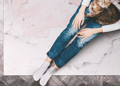 Alfombra de vinilo para cocina Mármol blanco y rosa