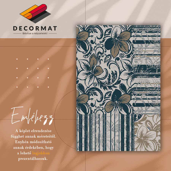 Alfombra vinilo cocina Flores y líneas