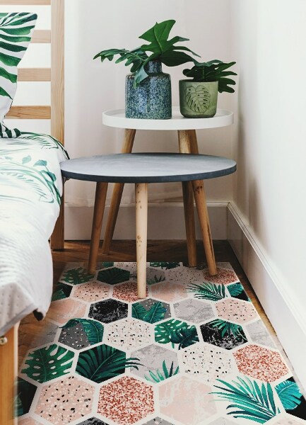 Alfombra de vinilo Hexágonos tropicales