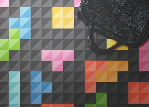 Alfombra vinilo Tetris cubos