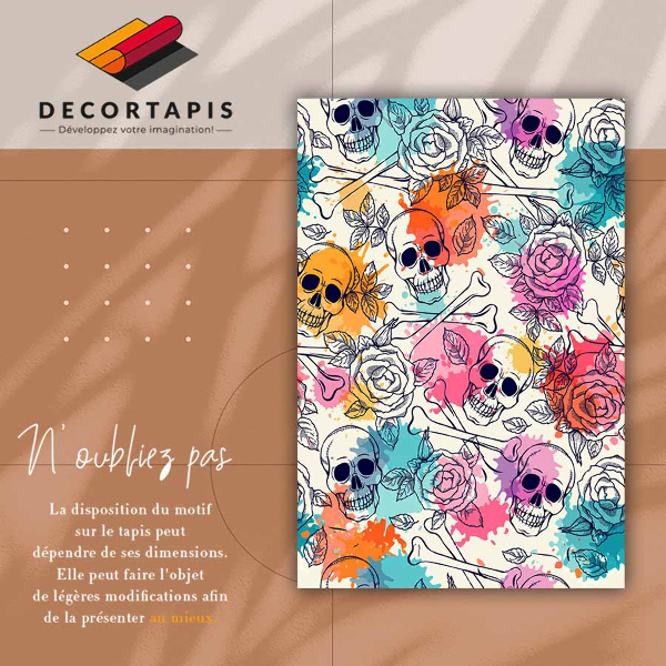 Alfombra vinilo cocina Cráneos y rosas