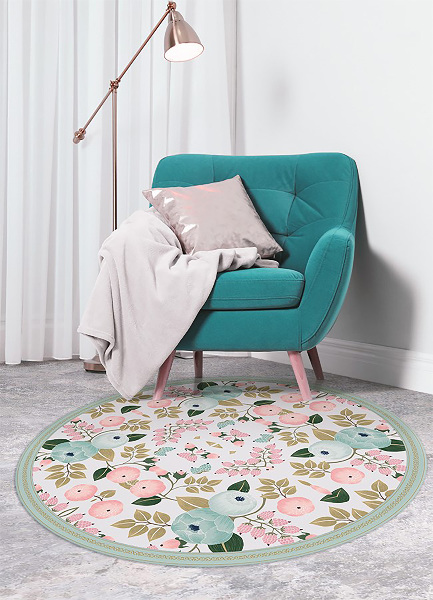 Alfombra pvc redonda Flores
