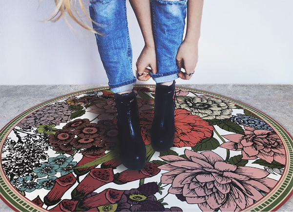 Alfombra vinílica redonda Varias flores