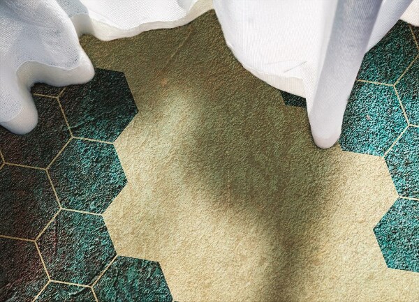 Alfombra vinilo cocina Hexágonos concretos