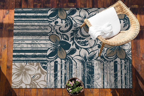 Alfombra terraza Flores y líneas