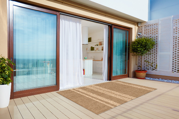 Alfombra de exterior Beige en líneas