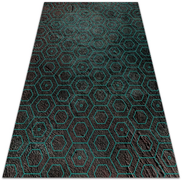 Alfombra vinílica exterior Hexágonos retro