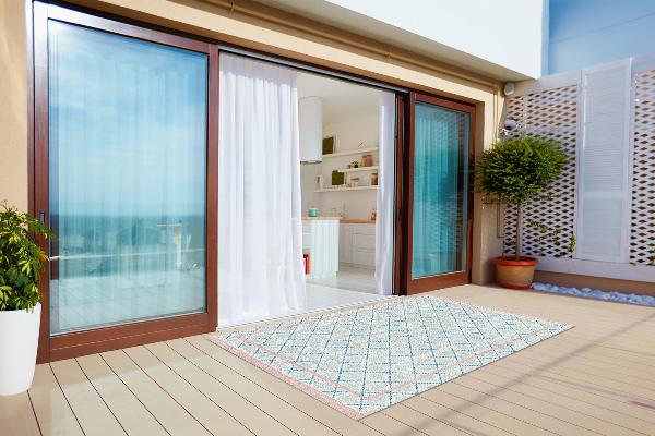 Alfombra vinílica exterior Líneas azules