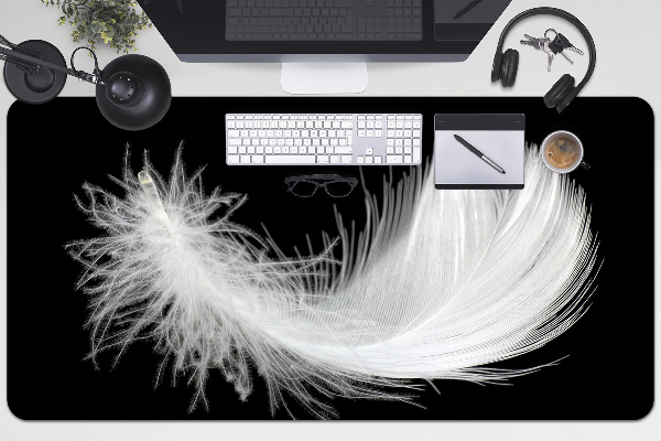 Alfombrilla escritorio Pluma blanca
