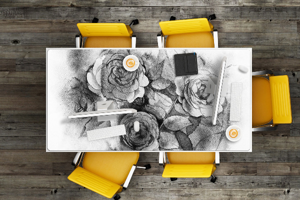 Alfombrilla escritorio Rosas en blanco y negro