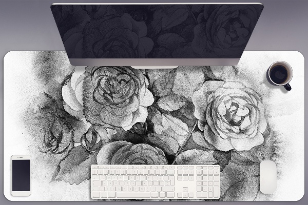 Alfombrilla escritorio Rosas en blanco y negro