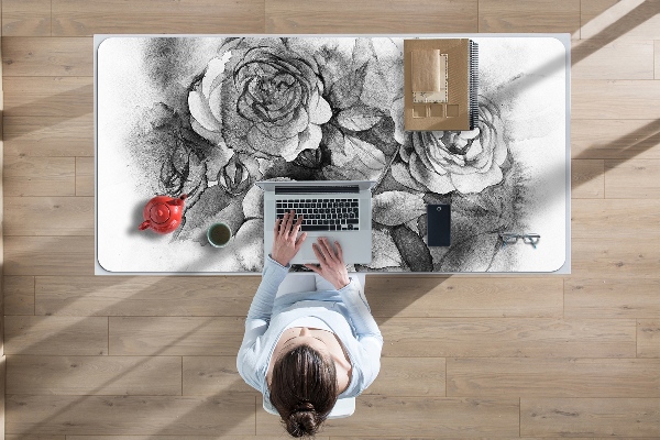 Alfombrilla escritorio Rosas en blanco y negro
