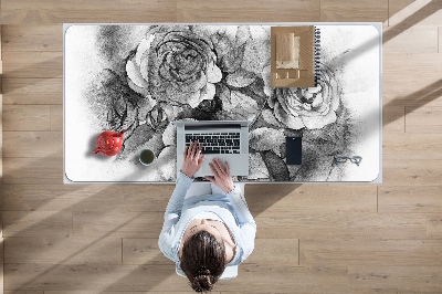 Alfombrilla escritorio Rosas en blanco y negro