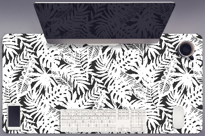 Alfombrilla escritorio Hojas en blanco y negro