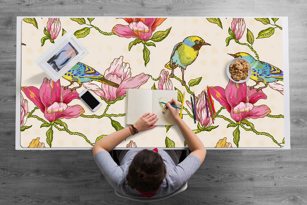 Alfombrilla escritorio Flores y pájaros