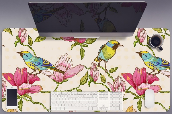 Alfombrilla escritorio Flores y pájaros