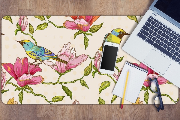 Alfombrilla escritorio Flores y pájaros