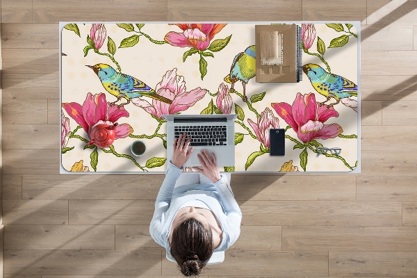 Alfombrilla escritorio Flores y pájaros