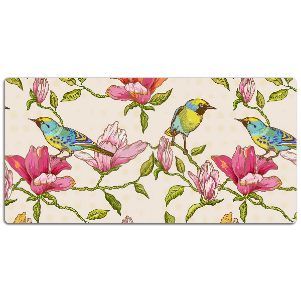Alfombrilla escritorio Flores y pájaros