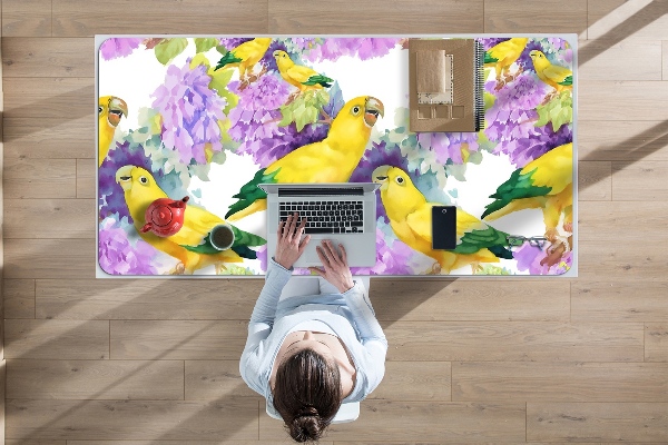 Alfombrilla escritorio Loros amarillos
