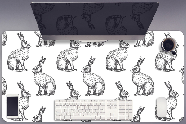 Protector de mesa escritorio Conejos blancos