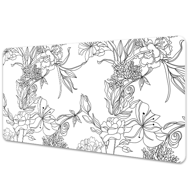 Alfombrilla escritorio Flores en blanco y negro