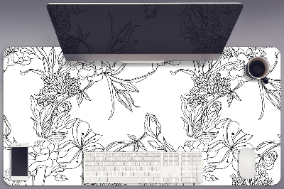 Alfombrilla escritorio Flores en blanco y negro