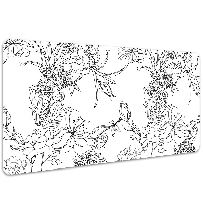 Alfombrilla escritorio Flores en blanco y negro
