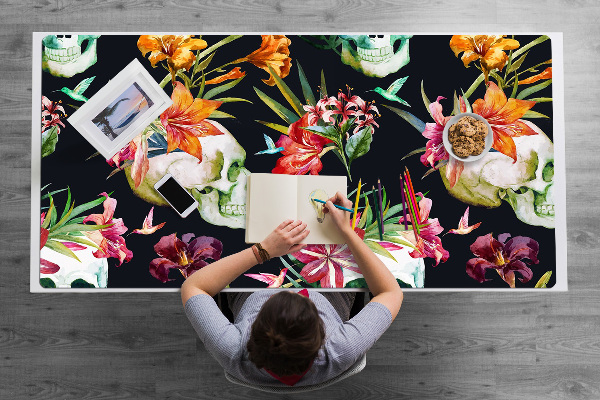 Alfombrilla escritorio Cráneos y flores
