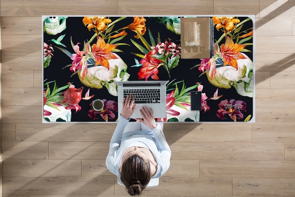 Alfombrilla escritorio Cráneos y flores