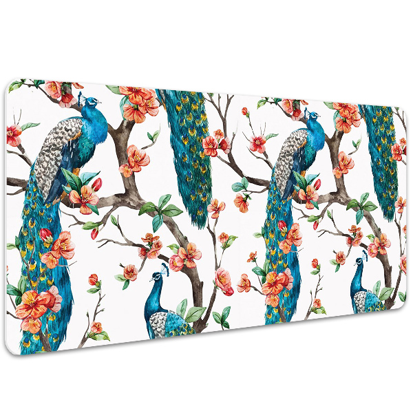 Alfombrilla para escritorio Pavo real y flores