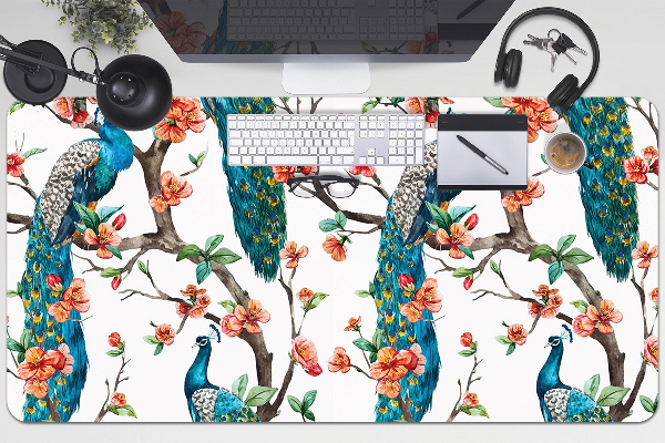 Alfombrilla para escritorio Pavo real y flores