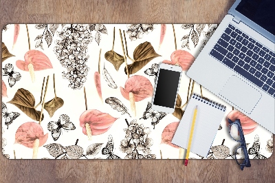 Alfombrilla escritorio Flores y mariposas