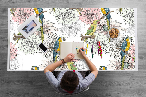 Alfombrilla de escritorio Loro y flores
