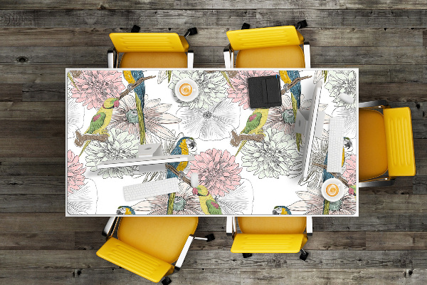 Alfombrilla de escritorio Loro y flores