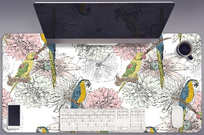 Alfombrilla de escritorio Loro y flores