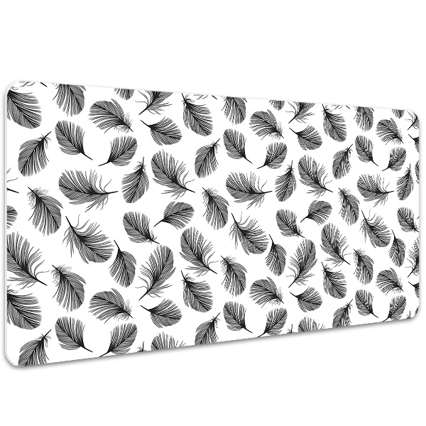 Alfombrilla escritorio Plumas en blanco y negro