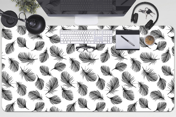 Alfombrilla escritorio Plumas en blanco y negro