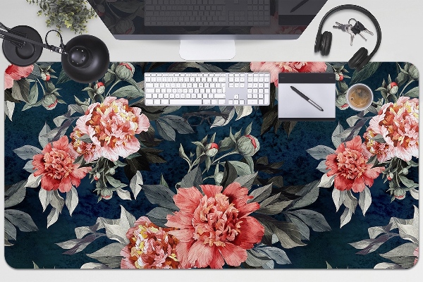 Alfombrilla escritorio Peonies red
