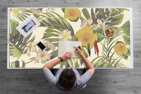 Alfombrilla escritorio Hojas y flores tropicales
