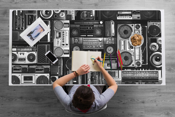 Alfombrilla escritorio Boombox de la vieja escuela