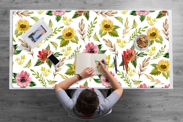 Alfombrilla escritorio Flores de acuarela