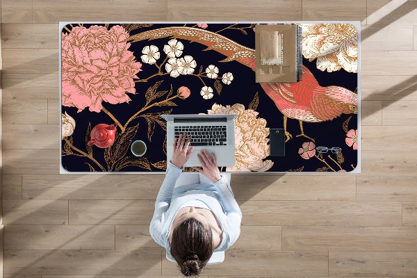 Protector de escritorio Peony con un pájaro