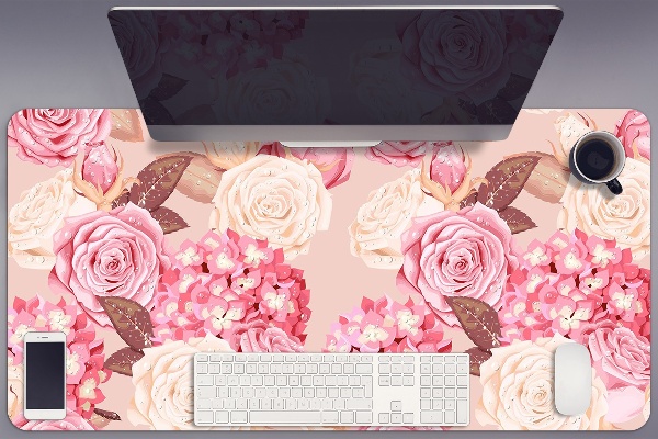 Alfombrilla escritorio Rosas e hortensias
