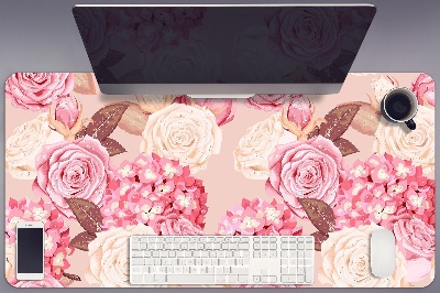 Alfombrilla escritorio Rosas e hortensias
