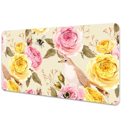 Alfombrilla escritorio Pájaros y rosas