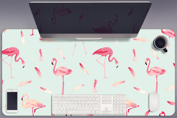 Alfombrilla para escritorio Flamencos y plumas