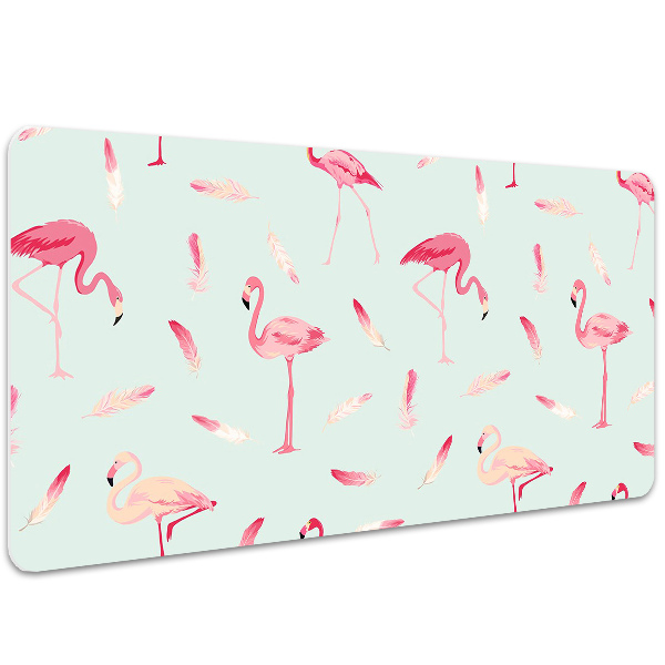 Alfombrilla para escritorio Flamencos y plumas