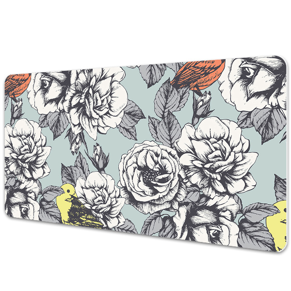 Protector de escritorio Rosas y pájaros