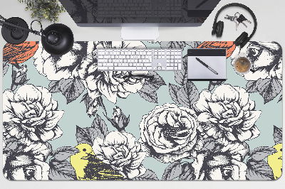 Protector de escritorio Rosas y pájaros